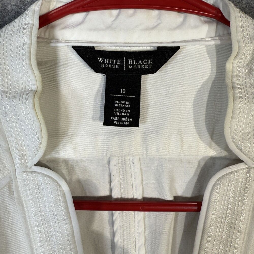 White House Black Market Short White Zip-up Jacket Women Size 10 - Picture 2 of 9
